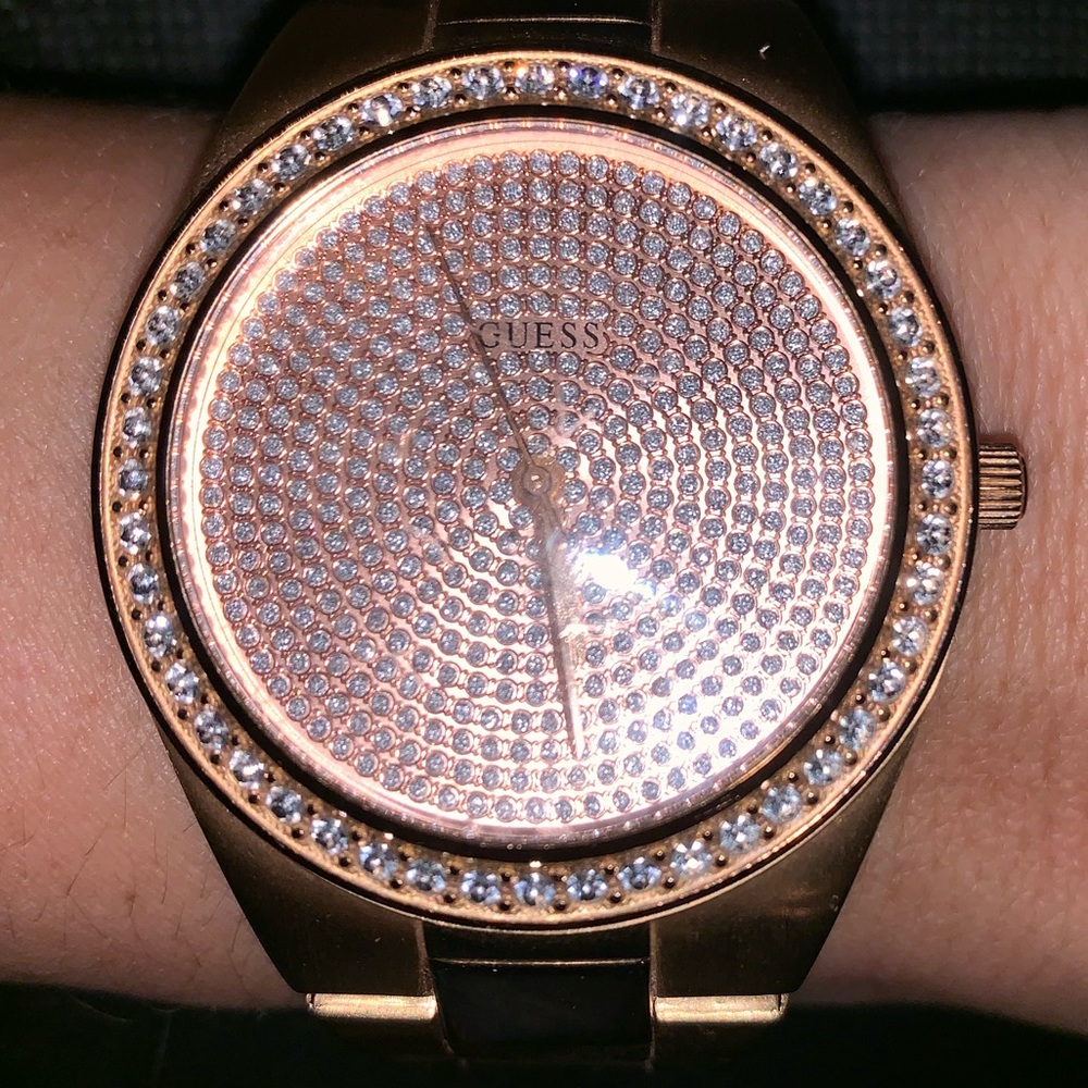 Guess rose gold diamond watch